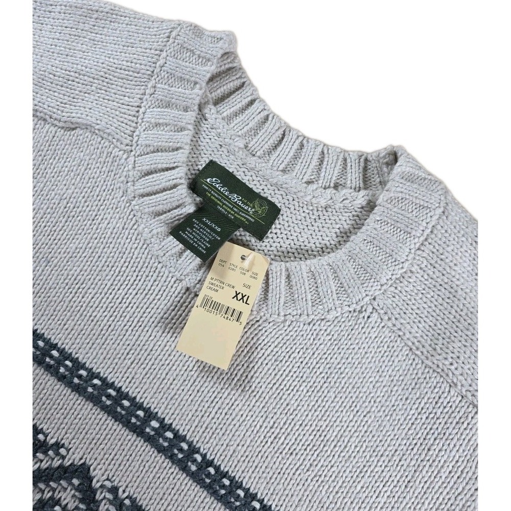 Eddie Bauer Men's CREAM PATTERN GEOMETRIC Cotton Sweater XXL New with Tags